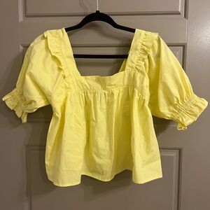 Yellow Square Neck Top